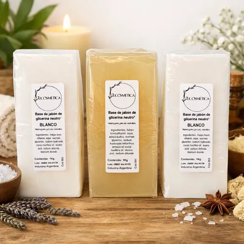 Base Jabón Glicerina 2 Blanco Y 1 Neutro 1kg C/u Ecosmetica