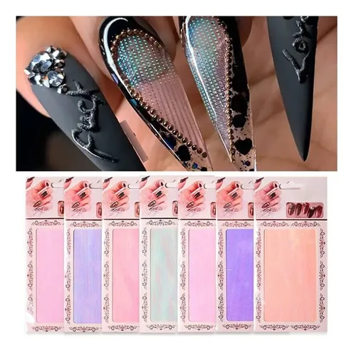 Seda Metalizada Organza Holográfica Malla Red Nail Art 3d