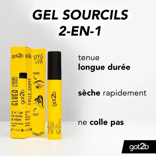 Gel Para Cejas Got2b Glued Browns 2 In 1 Brow &edge Gel X Unidad De 16 Ml Color Negro