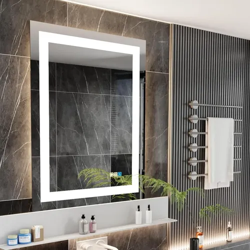 Espejo de Baño Rectangular Luminorcrest con LED Antivaho y Luz Ajustable de 18″ x 24″