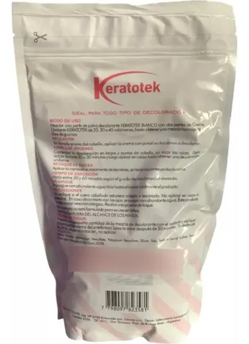 Polvo Decolorante Blanco Keratotek 700g 7 Vol.