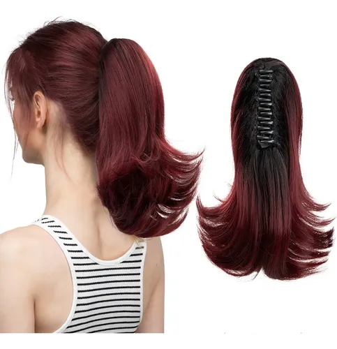 (t2) Extensiones De Cabello De Fibra Sintética Con Pinza En