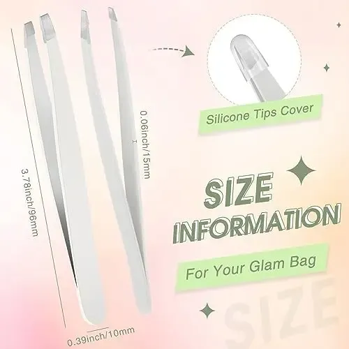 12 Piezas Pinzas Para Cejas Pinzas De Punta Inclinada De De