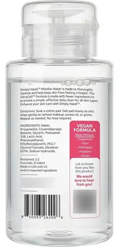 Agua Micelar Facial Suave Simply Hazel 400ml