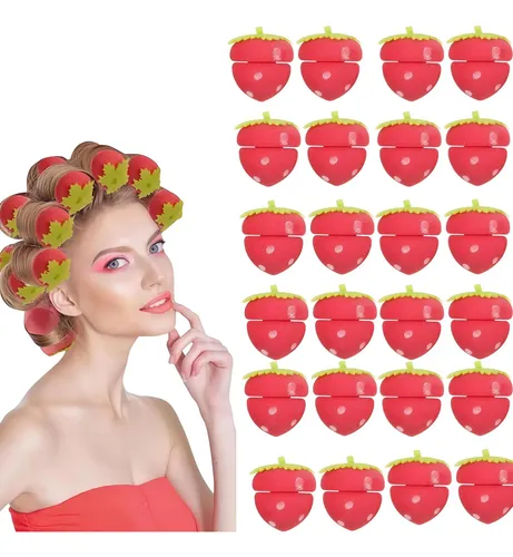 24 Uds. Rulos Rizadores Sin Calor De Fresa For Cabello Largo
