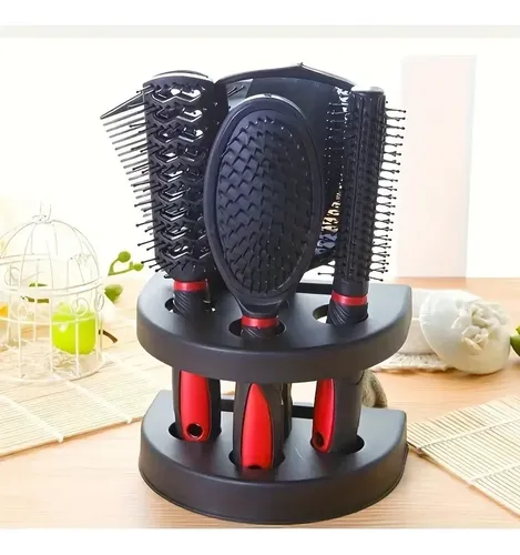 Set Peines Cepillos Cabello Con Soporte X5