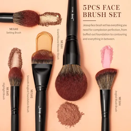 Set De Brochas Para Maquillaje Jessup , 5 Piezas