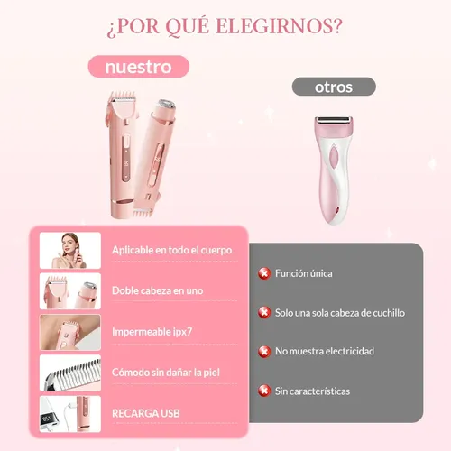 Depiladora De Bikini Para Mujer Electrica Doble Cabeza Tein