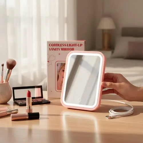 Espejo Con Luz Led Ajustable Para Maquillaje Portatil Usb N2