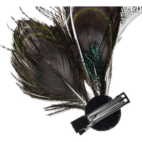 Pinzas Para El Cabello Con Plumas De Pavo Real – Diadema