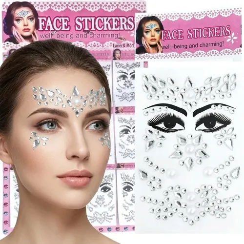 Pack 12 Gemas Strass Autoadhesivas Face Stickers Nuevas