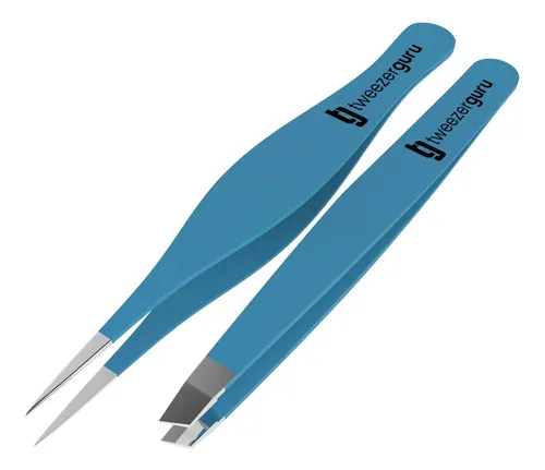 Juego De 2 Pinzas Para Cejas Tweezer Guru, Acero Inoxidable,