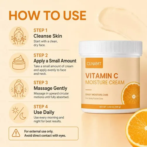 Crema Hidratante Facial Con Vitamina C, Cuidado Diario 2pcs