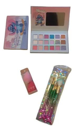 Kit Maquillaje Stitch Capibara Paleta 18 Colores 4 Pinceles