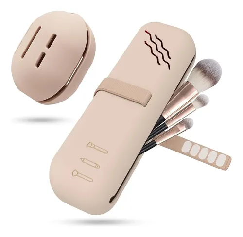 2 Estuches Brochas Maquillaje Silicona Compacto Viajes