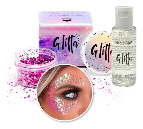 Glitter Gliter Glitta Maquillaje Artistico X 2 Uñas Rostro