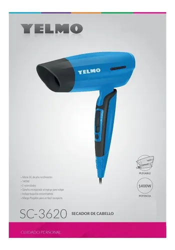 Secador Para Cabello Pelo Plegable 1400w Yelmo Calor 2 Veloc
