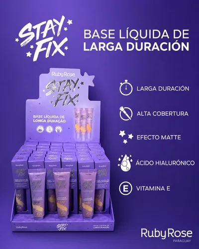 Base Mate Stay Fix Ruby Rose Larga Duración Alta Cobertura