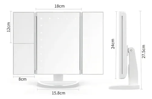 Espejo Con Luz LED Tríptico Jessamy E152 Blanco Con Aumento 2X/3X