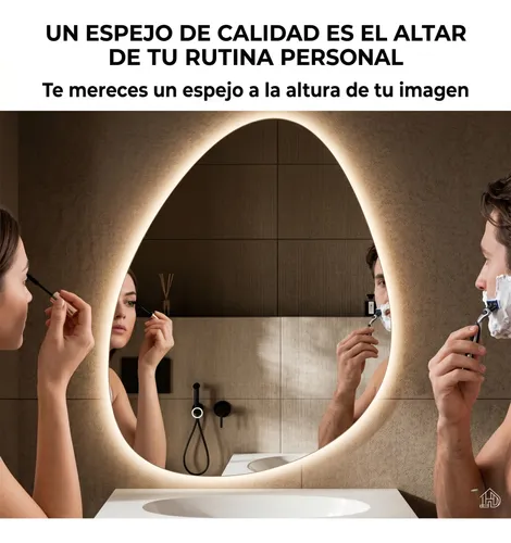 Espejo Curvo Digital Luz Led Touch Tactil Baño 80x60cm