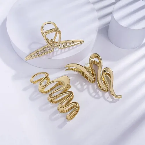 3 Clips De Garra De Metal Dorado Antideslizantes 11 Cm Para