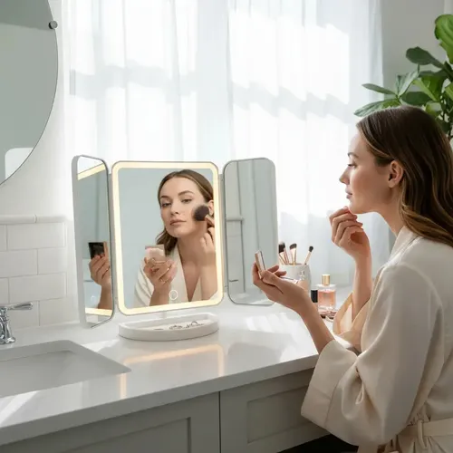 Espejo De Maquillaje Con Aumento 1x/2x/3x Led 3modos Recarga