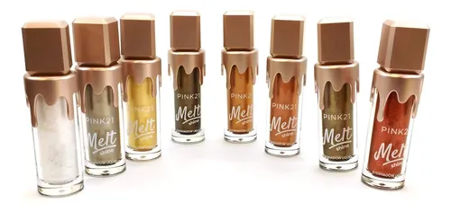 Caja X 24 Sombras Ojos Liquida Glitter Metalica Melt Pink 21