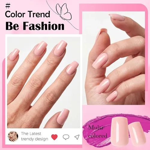 Kit De Uñas Postizas Nude En Formato Cuadrado