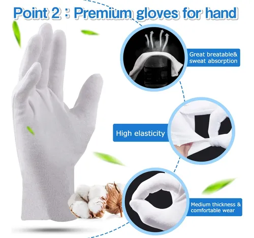 Guantes De Algodón Blancos Hidratantes Reutilizables S