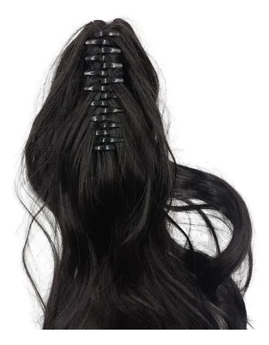 Cola de Caballo Fibra Sintética Negro #1 Extensión de Cabello 75 cm