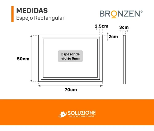 Espejo Premium Horizontal Rectangular Luz Led Frontal 70×50