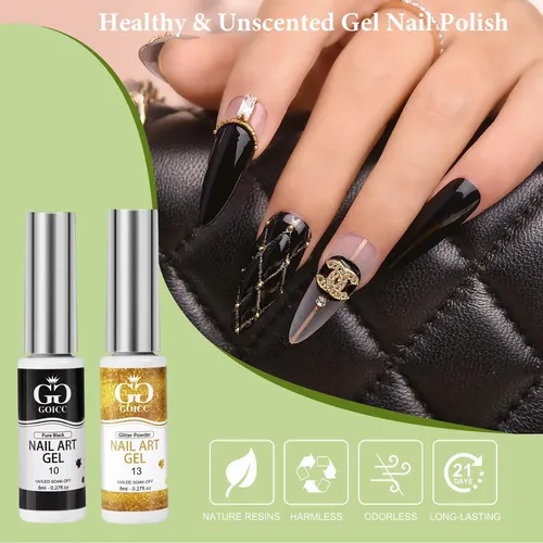Set De Esmaltes Para Uñas Goicc Gel Liner Con Brocha Fina De