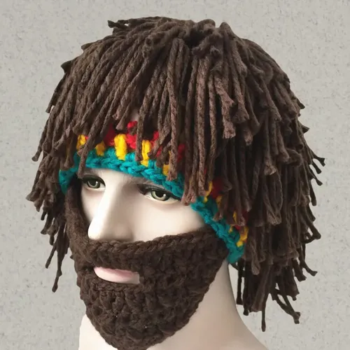 2 Divertidos Sombreros Creativos De Lana Con Peluca, Barba Y
