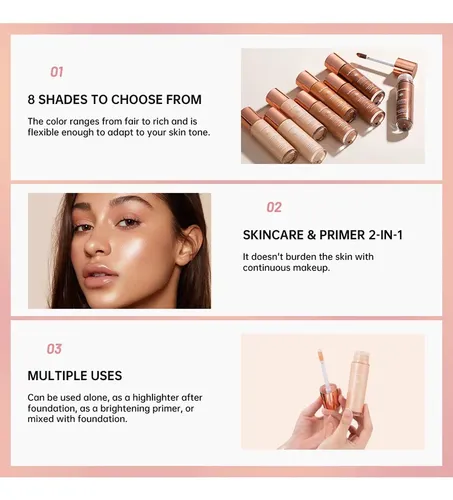 Resaltado Iluminador Nacarado Líquido Brillante Facial