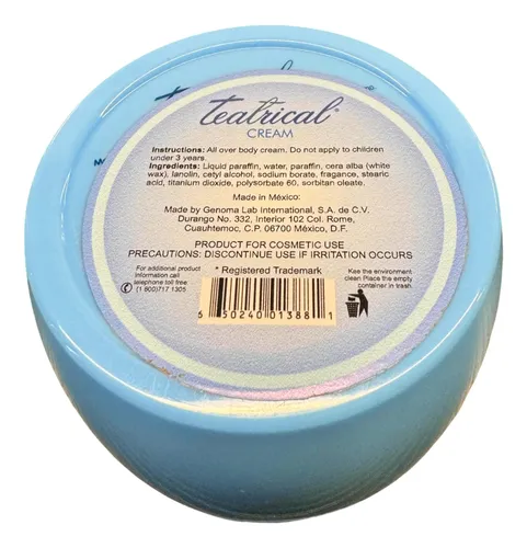 Crema Teatrical Con Lanolina 400 G Para Rostro, Manos Y Cuer