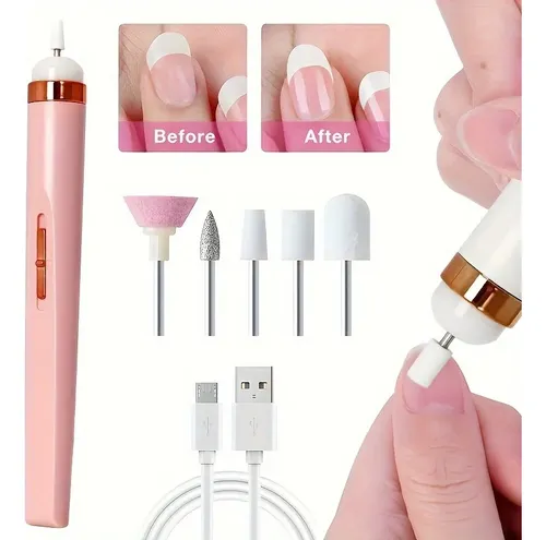 Taladro De Uñas Eléctrico Usb Portátil, 5 Accesorios, Luz Le