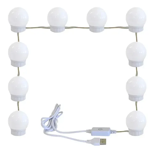 Luces LED Maquillaje Espejo Hollywood USB 10 Jessamy Fría E161