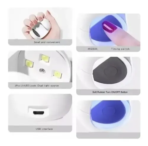 Mini Cabina Uv Led Uñas Dedos 6w Esculpidas Gelificadas Semi