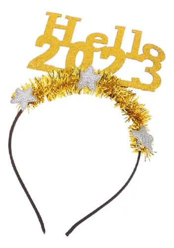 Tiara De Glitter Hello 2023, Accesorio Para Cabello Para Áur