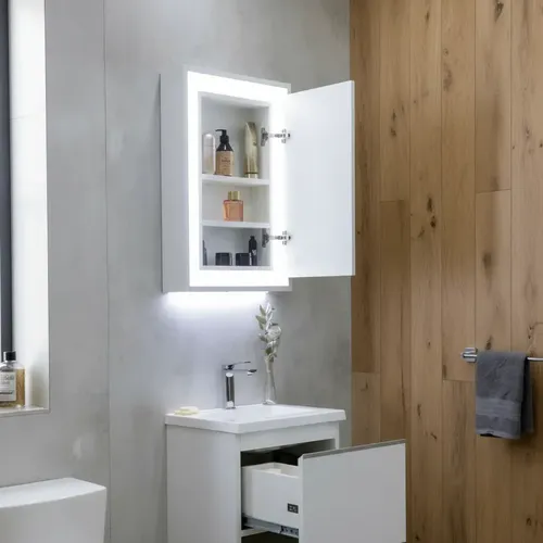 Botiquin Espejo Bernova De 50cm Blanco Con Luz Led Blanco