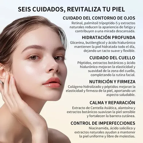 6pc Weud Facial Antiacne Tópico Lluminador,limpieza,repara