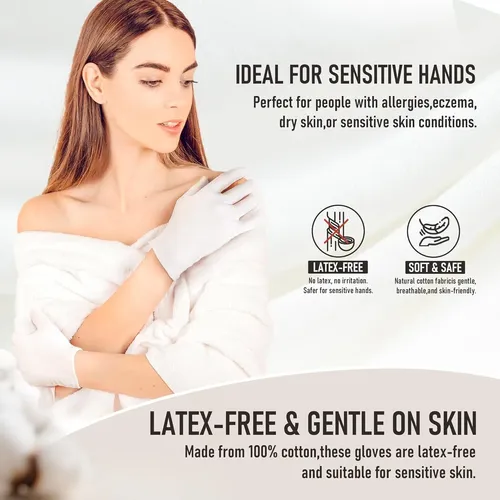 Guantes Algodón Blancos Hidratantes Para Manos Secas Chico