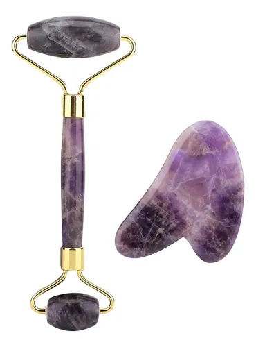 Piedra De Amatista Natural De Doble Cabeza De Jade Roller !