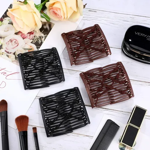 4 Clips Elásticos Para Cabello Y Peines Para Peinar, Pack De
