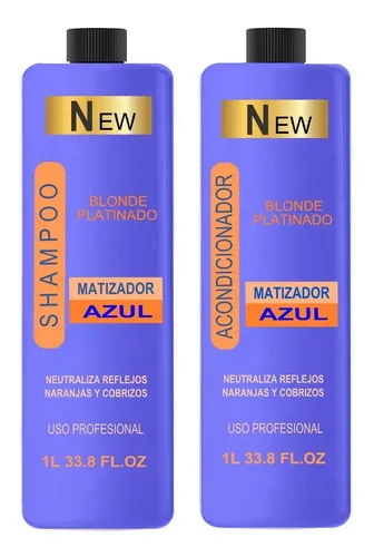 2 X 1 Litro Shampoo Matizador Y Acondicionador Azul