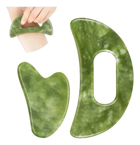 Set De Masaje Gua Sha Airogym De Jade Natural – 2 Piezas