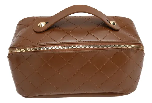 Bolsa De Maquillaje De Piel Sintética Con Gran Apertura Que