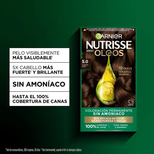 Kit De Tintura Permanente Garnier Nutrisse 5.0 Castaño Claro