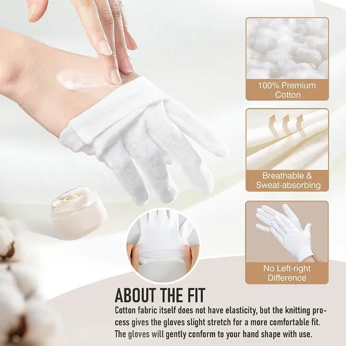 Guantes Algodón Blancos Hidratantes Para Manos Secas Chico