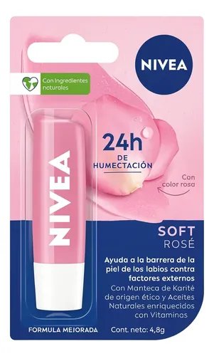 2un Nivea Protector Labial Hidratante Soft Rose 4,8gr
